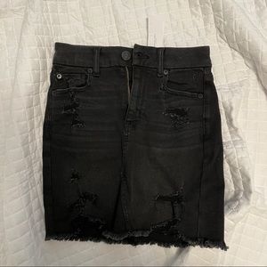 american eagle black denim skirt
